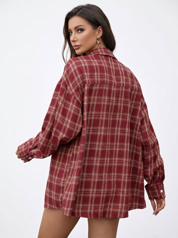 Plaid Button-Down Long Sleeve Shirt