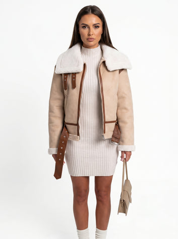 Shearling Lined Zip Up Jacket