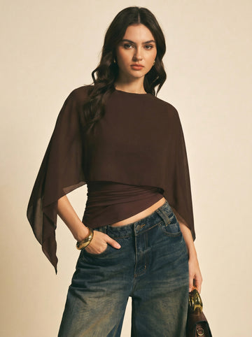 Cape Sleeve Chiffon Top