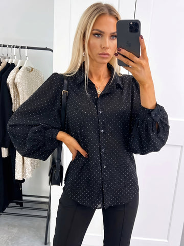 Polka Dot Oversized Button-Up Shirt