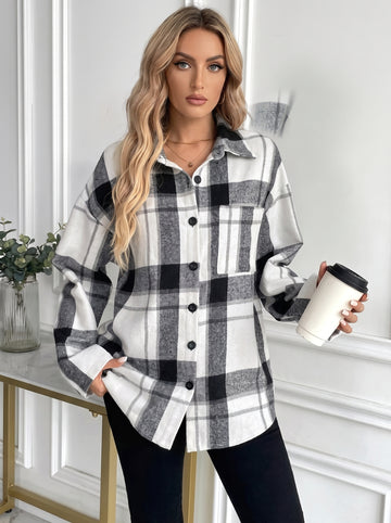 Oversized Plaid Button Up Shirt